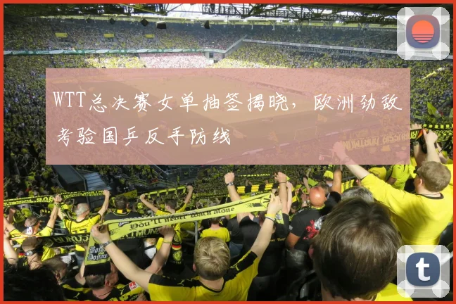 WTT总决赛女单抽签揭晓，欧洲劲敌考验国乒反手防线